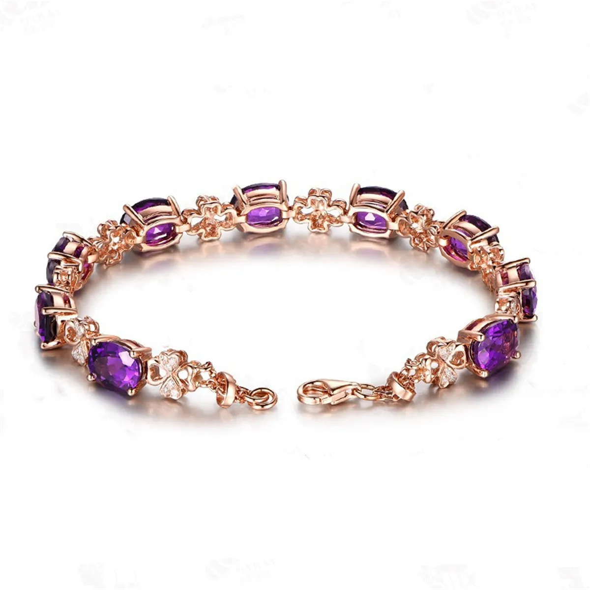 Oval Crystal & Cubic Zirconia Clover Station Bracelet