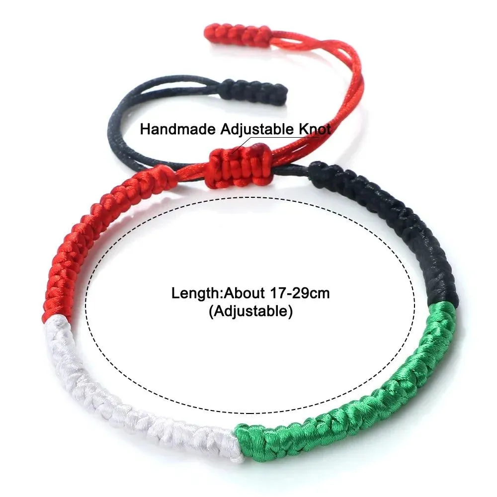 Palestinian Flag Color Bracelets for Women Men Handmade Black Red Green White Natural Stone Beads Braided Bracelet Jewelry Gifts