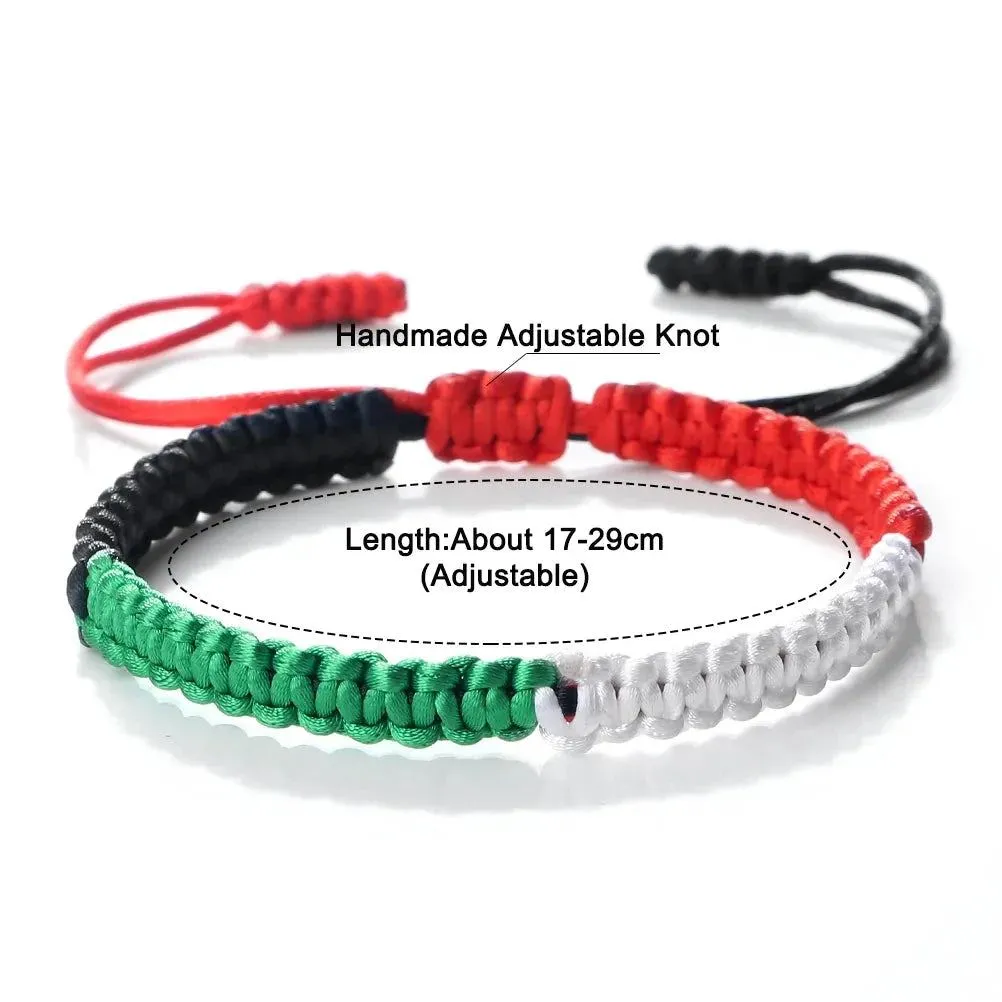 Palestinian Flag Color Bracelets for Women Men Handmade Black Red Green White Natural Stone Beads Braided Bracelet Jewelry Gifts