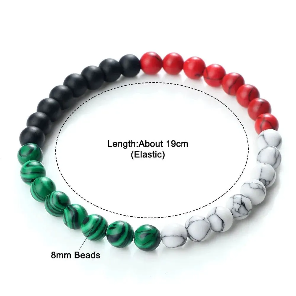 Palestinian Flag Color Bracelets for Women Men Handmade Black Red Green White Natural Stone Beads Braided Bracelet Jewelry Gifts
