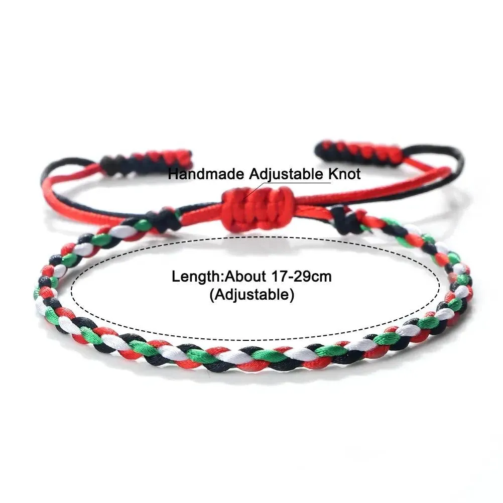 Palestinian Flag Color Bracelets for Women Men Handmade Black Red Green White Natural Stone Beads Braided Bracelet Jewelry Gifts