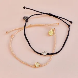 Paw Bead Charm Bracelet Black
