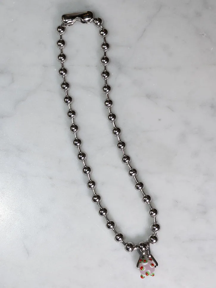 Perfume Studio Baby Punk Steel Necklace, Pink Bead, 17"