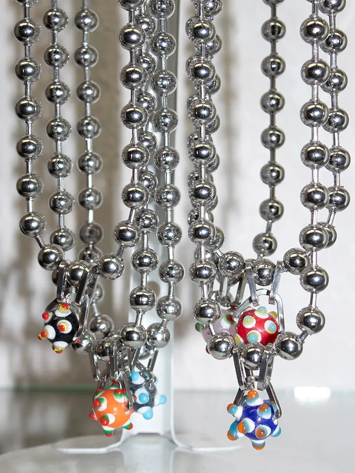 Perfume Studio Baby Punk Steel Necklace, Pink Bead, 17"