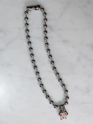 Perfume Studio Baby Punk Steel Necklace, Pink Bead, 17"