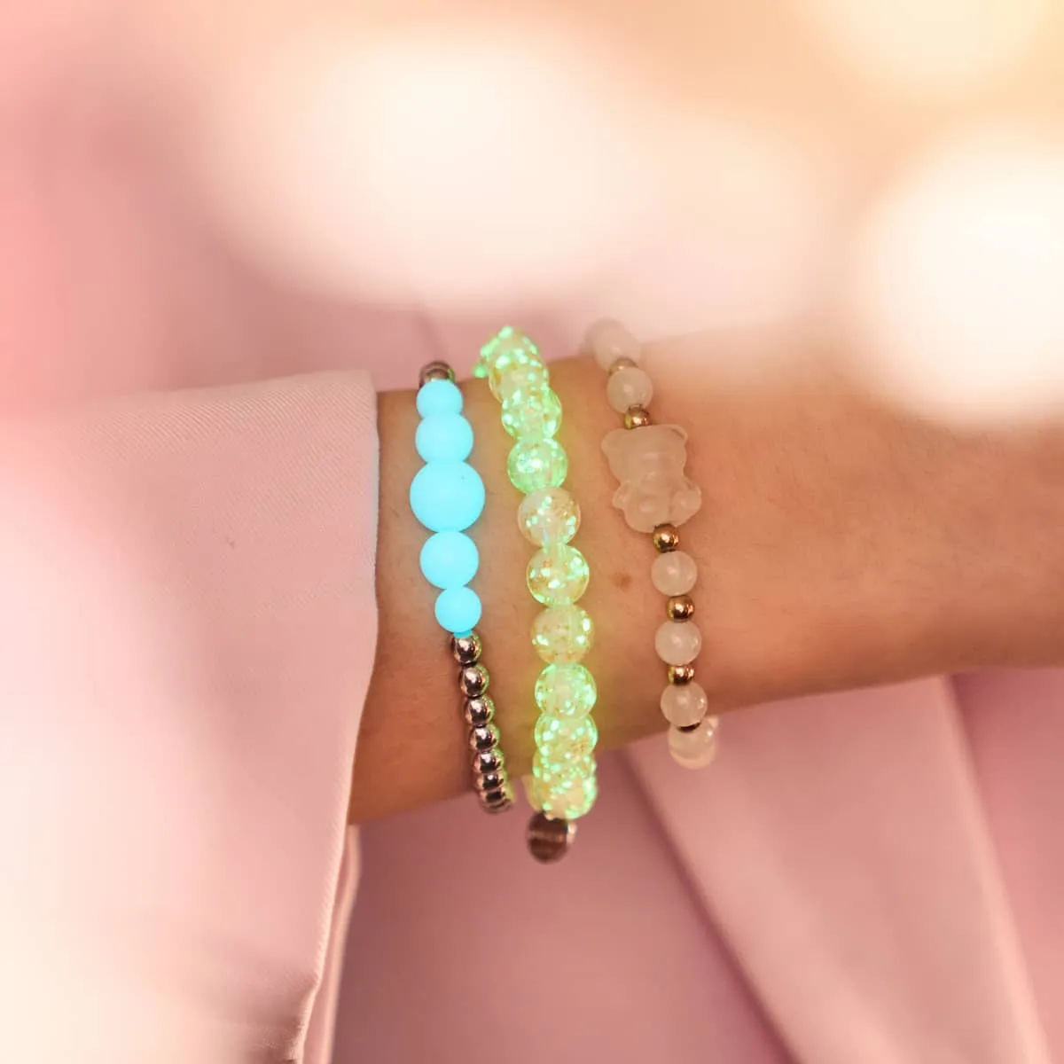 Persephone | Gemmy Bear Bracelet | Rose Quartz x 18k Rose Gold