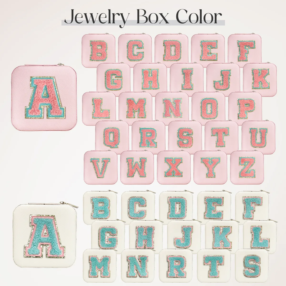 Personalized Jewelry Box, Pink Travel Jewelry Box with Initial R, Small Monogrammed Jewelry Case Organizer for Girls Women Teen Kids, Mini Travel Essentials Gifts for Birthday Christmas