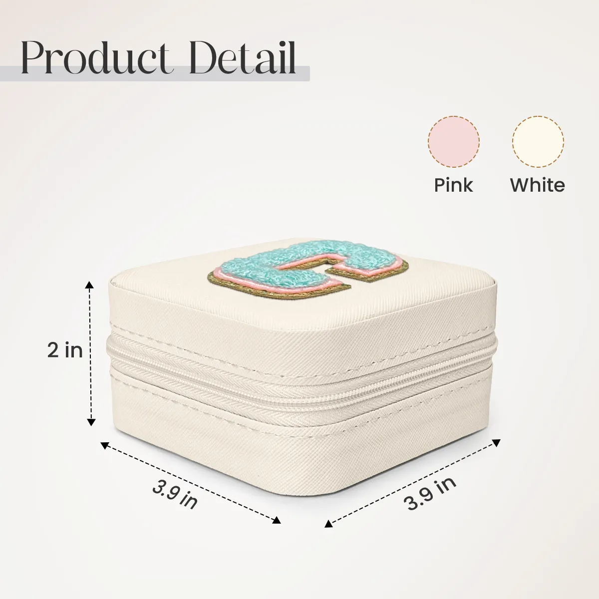 Personalized Jewelry Box, White Travel Jewelry Box with Initial C, Small Monogrammed Jewelry Case Organizer for Girls Women Teen Kids, Mini Travel Essentials Gifts for Birthday Christmas