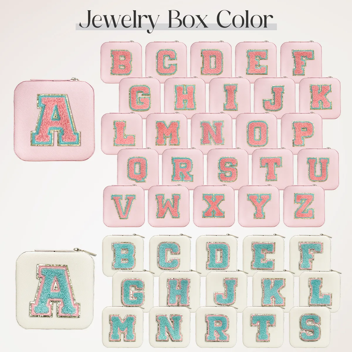 Personalized Jewelry Box, White Travel Jewelry Box with Initial S, Small Monogrammed Jewelry Case Organizer for Girls Women Teen Kids, Mini Travel Essentials Gifts for Birthday Christmas