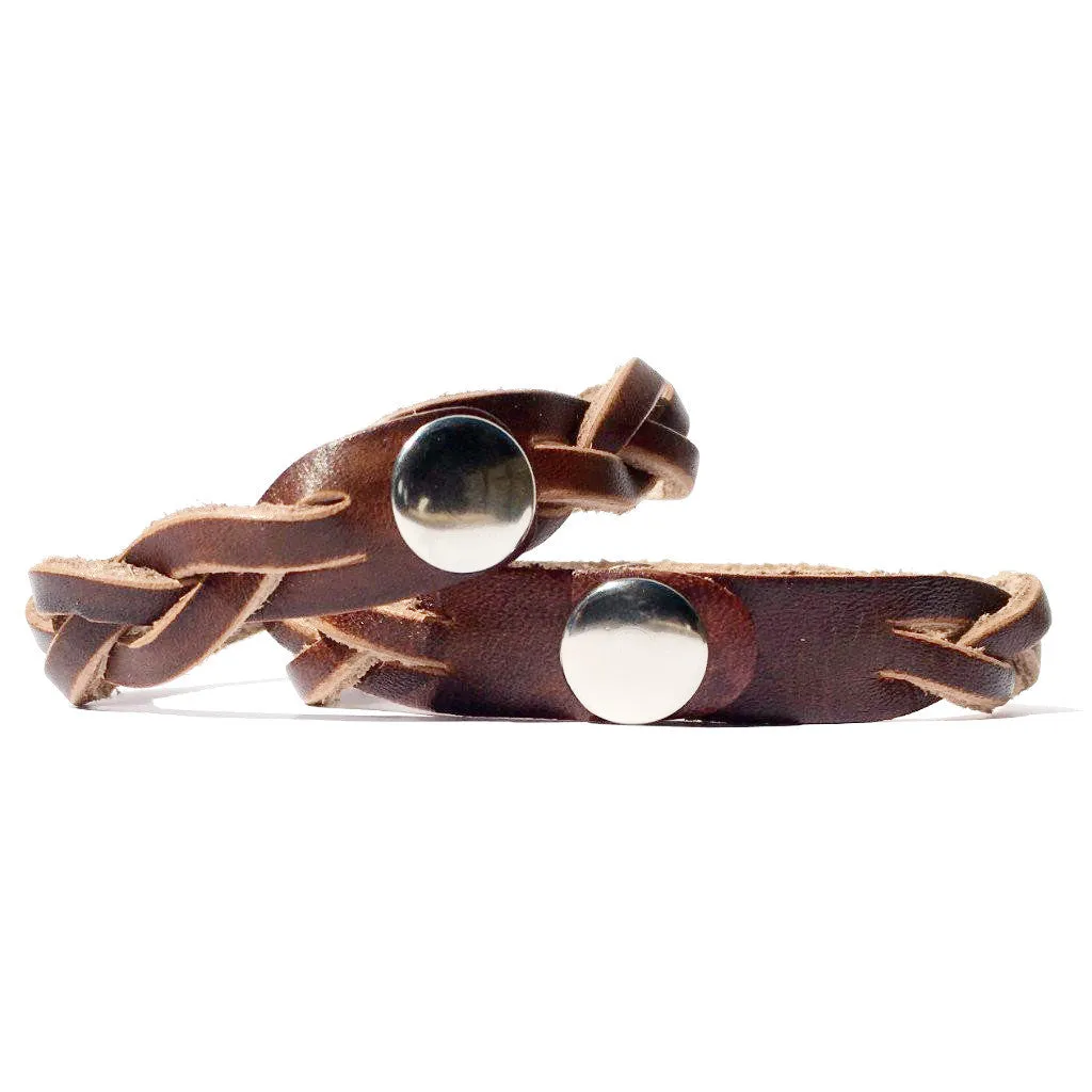 Personalized Names Her Guy and His Girl Leather Engraved Bracelet Set