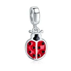 Personalized Red Ladybug Dangle Charm Bead Sterling Silver for Bracelets