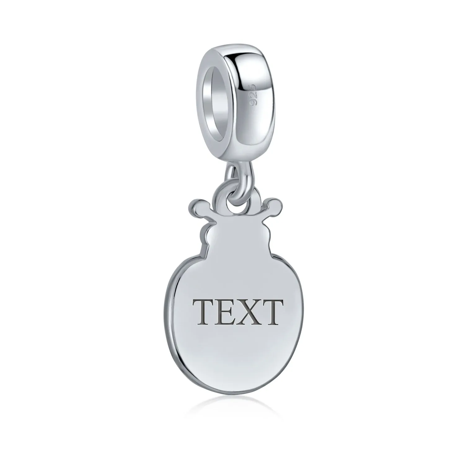Personalized Red Ladybug Dangle Charm Bead Sterling Silver for Bracelets