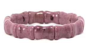 Pink Rhodonite Gemstone Bamboo Bangle Bracelet