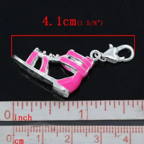 Pink Sandal Clip on Pendant for European Charm Jewelry w/ Lobster Clasp