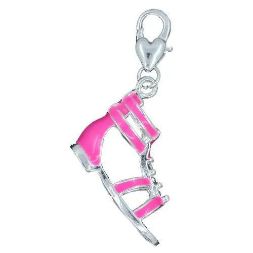Pink Sandal Clip on Pendant for European Charm Jewelry w/ Lobster Clasp