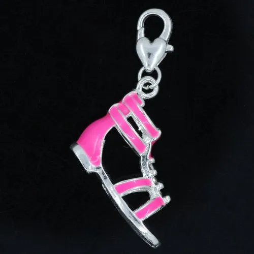 Pink Sandal Clip on Pendant for European Charm Jewelry w/ Lobster Clasp