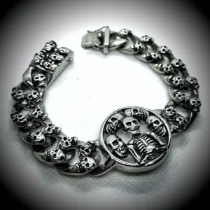'Praying For Keeps' Stainless Steel Skull Bracelet (#965)