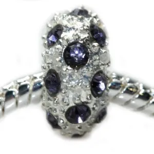 Purple  Rhinestone Spacer European Bead Compatible for Most European Snake Chain Bracelet