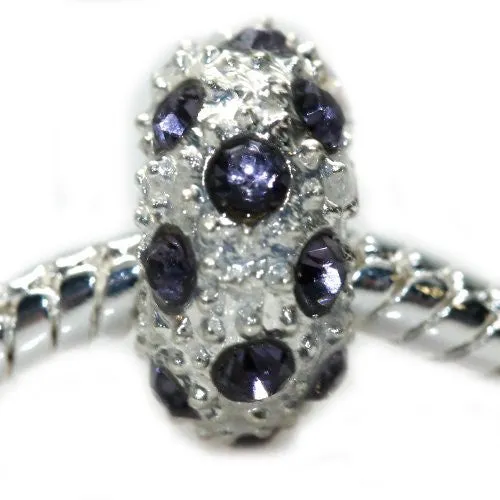 Purple  Rhinestone Spacer European Bead Compatible for Most European Snake Chain Bracelet