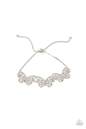 Put a WING on It - Silver - Butterfly Cutout Paparazzi Bolo Lariat Bracelet
