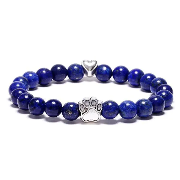 "Forever In My Heart" Lapis Bead Bracelet (Heart Charm)