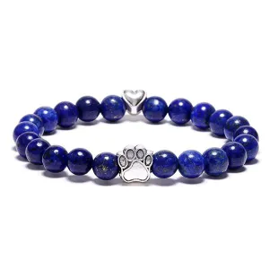 "Forever In My Heart" Lapis Bead Bracelet (Heart Charm)