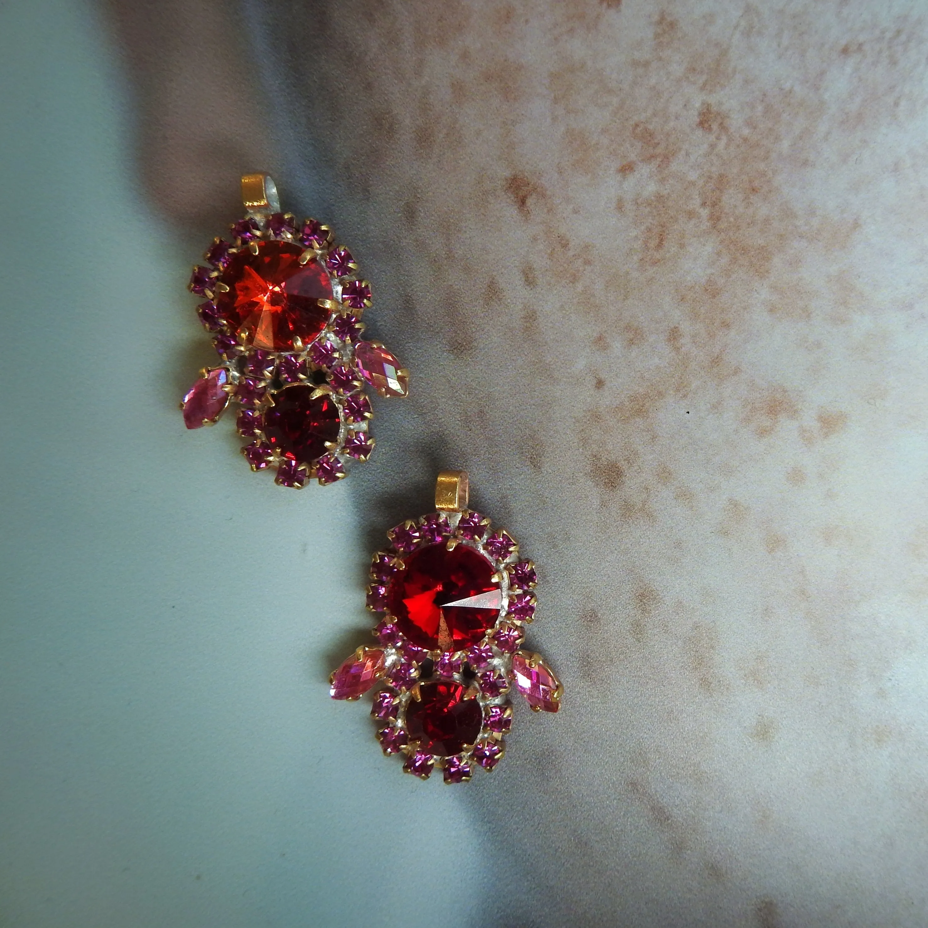Red and Pink Bohemian Czech Glass Charms