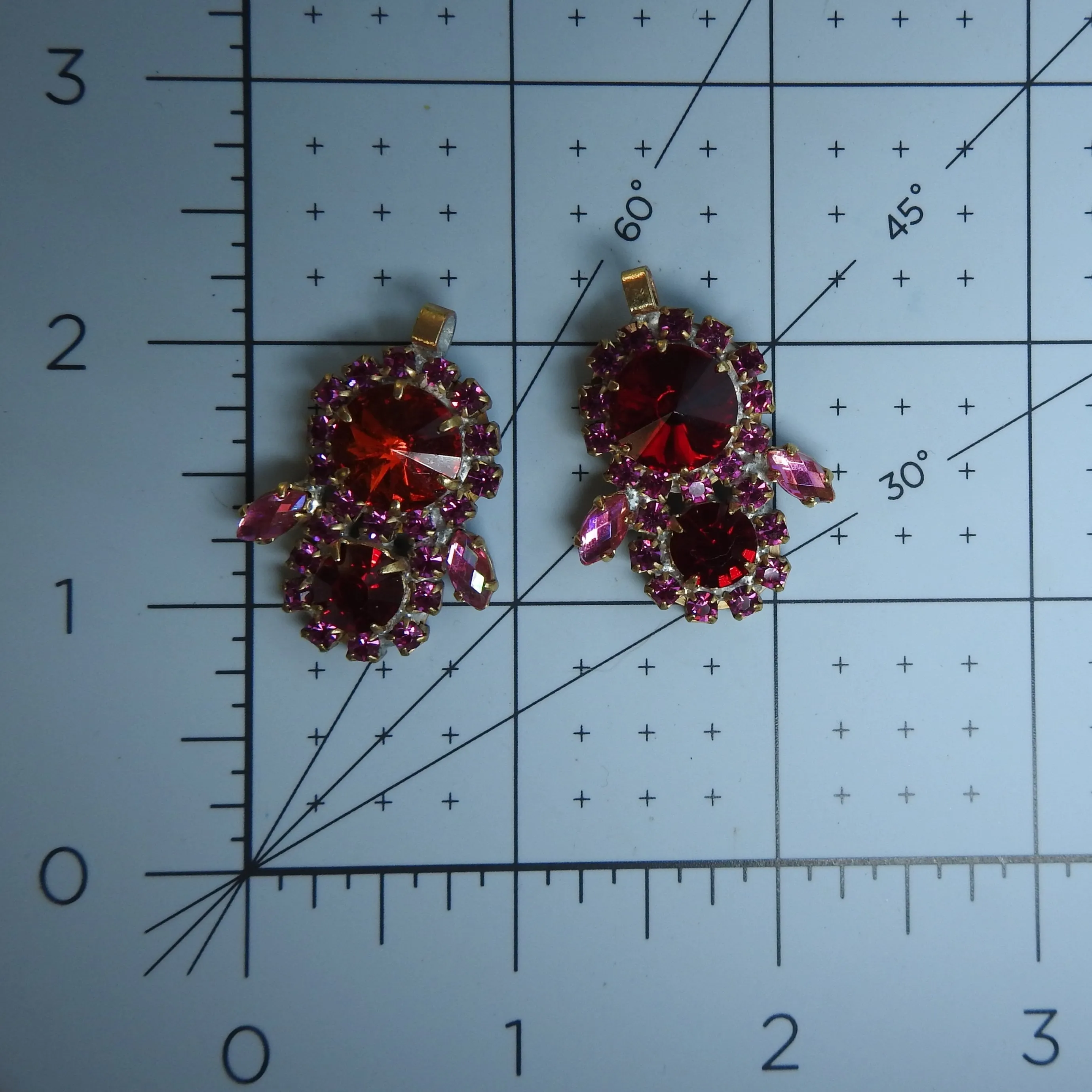 Red and Pink Bohemian Czech Glass Charms