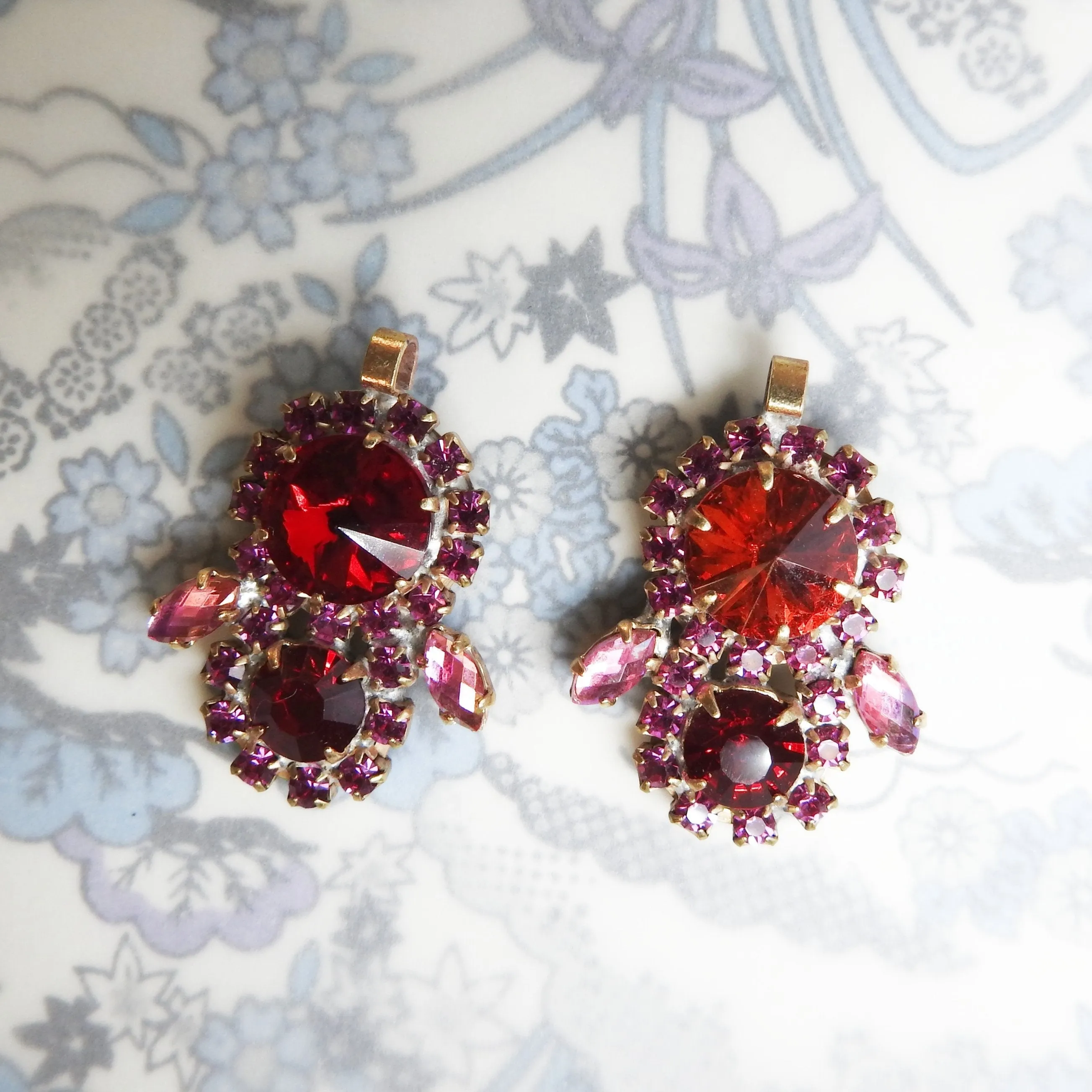 Red and Pink Bohemian Czech Glass Charms
