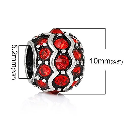 Red European Bead Compatible for Most European Snake Chain Charm Bracelet