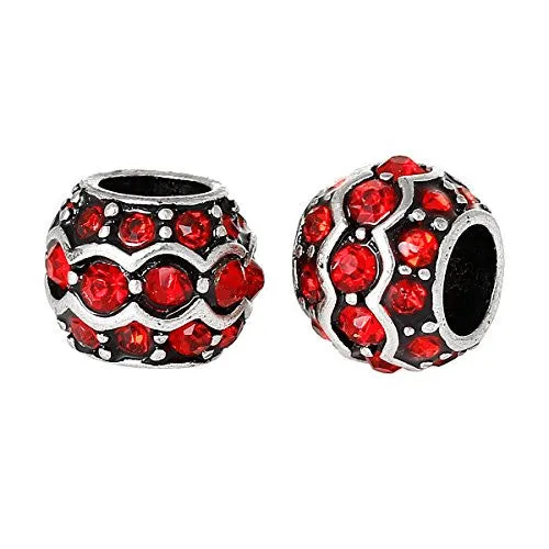 Red European Bead Compatible for Most European Snake Chain Charm Bracelet