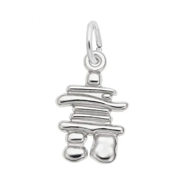Rembrandt Charms (10mm) Sterling Silver Rhodium or Gold Plated Inukshuk Pendant