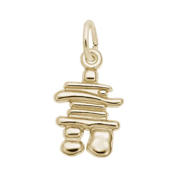Rembrandt Charms (10mm) Sterling Silver Rhodium or Gold Plated Inukshuk Pendant