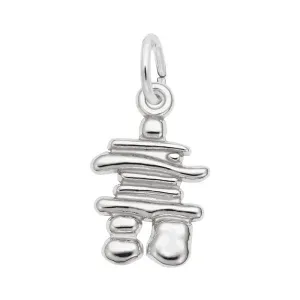 Rembrandt Charms (10mm) Sterling Silver Rhodium or Gold Plated Inukshuk Pendant