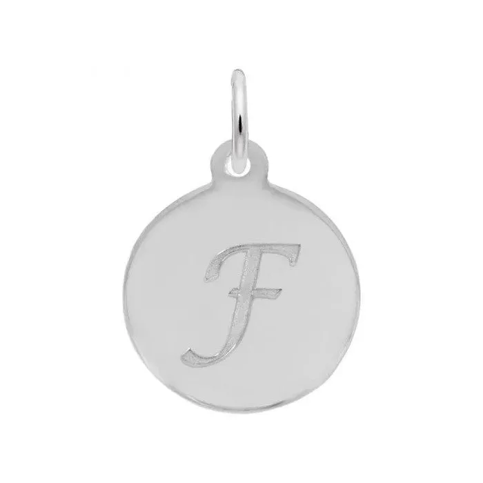 Rembrandt Charms Sterling Silver Rhodium or Gold Plated Initial F Disc Charm Pendant