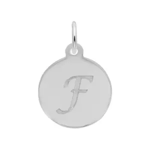 Rembrandt Charms Sterling Silver Rhodium or Gold Plated Initial F Disc Charm Pendant