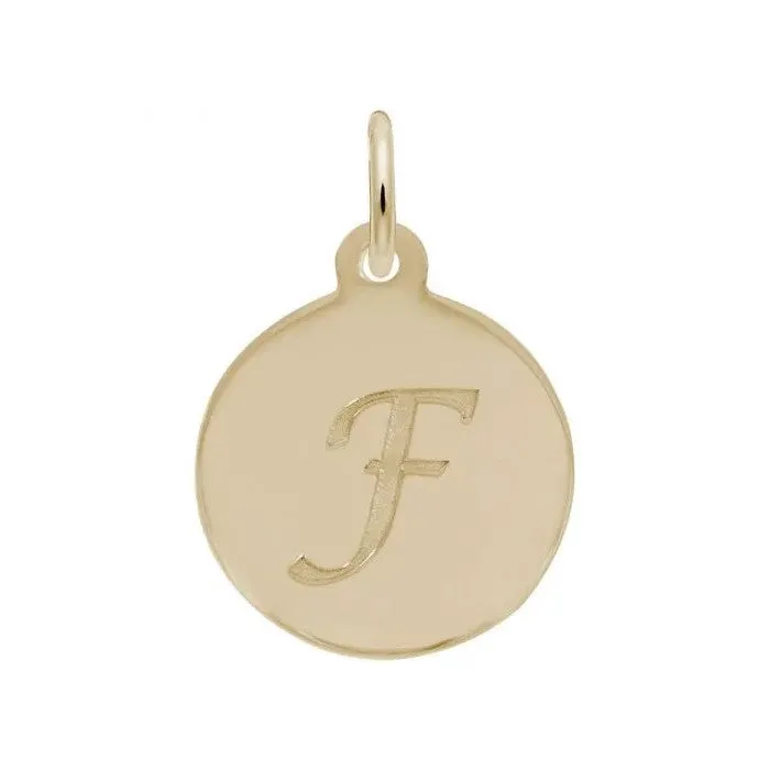 Rembrandt Charms Sterling Silver Rhodium or Gold Plated Initial F Disc Charm Pendant