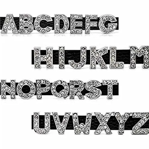 Rhinestone Alphabet Letter U Charm Beads For Slider Style Buckle Charm Bracelet!