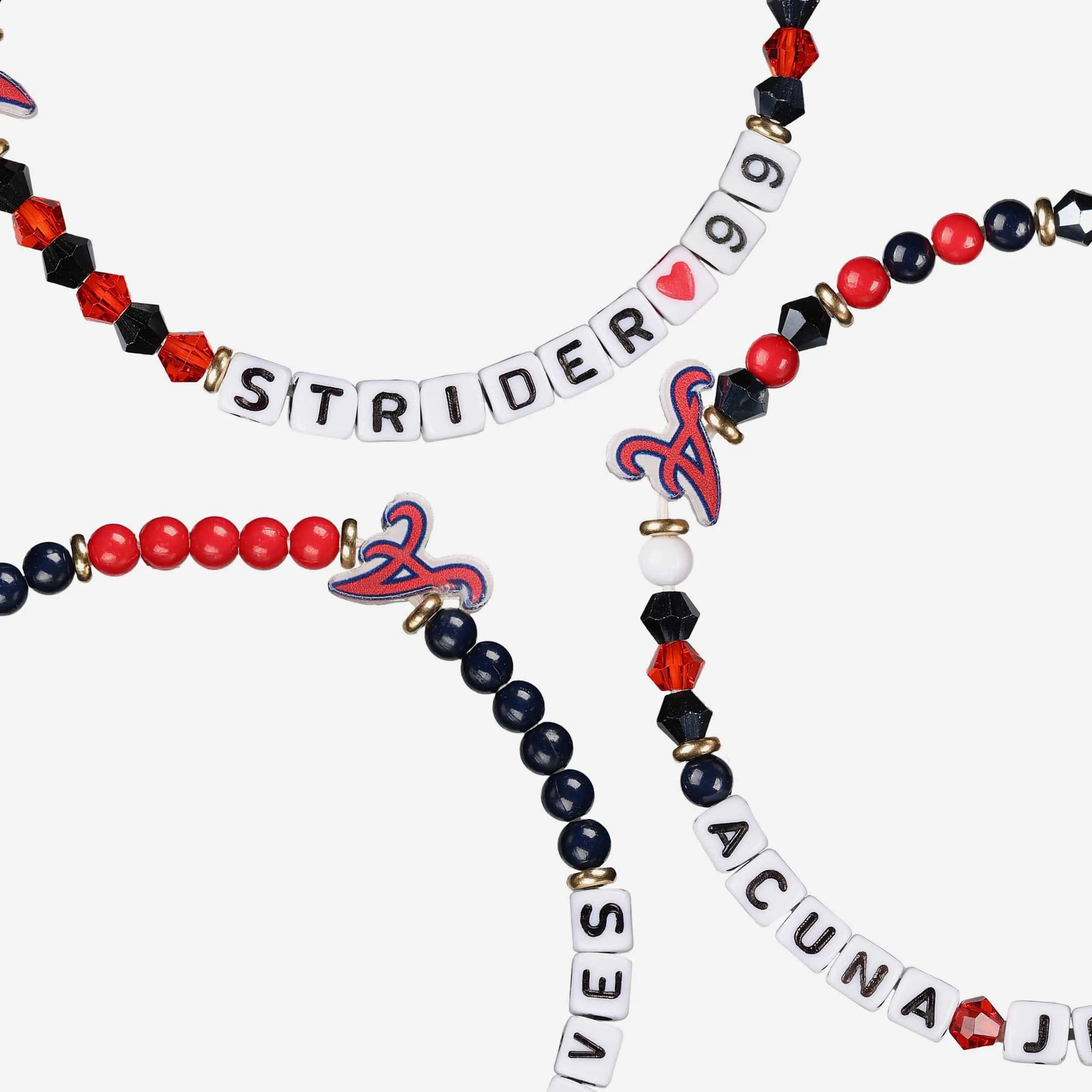 Ronald Acuna Jr & Spencer Strider Atlanta Braves 3 Pack Player Friendship Bracelet