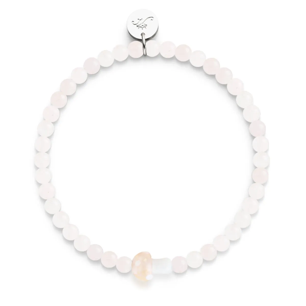 Rose Quartz | Silver | Firefly Glass Mushroom Gemstone Bracelet