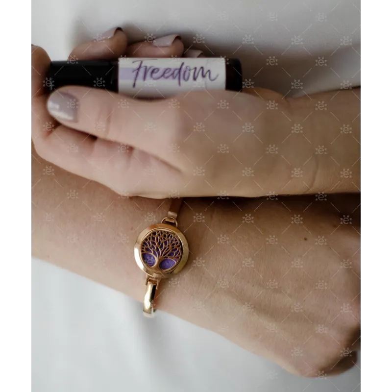 Saffron : Rose Steel Tree Diffuser Locket Bangle