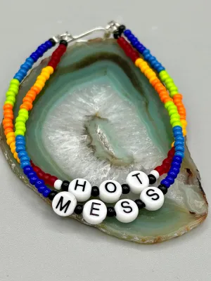 Sarcastic Beaded Bracelet, Funny Meme, Sassy, Hot Mess Or Zen, Rainbow Pride Bracelets
