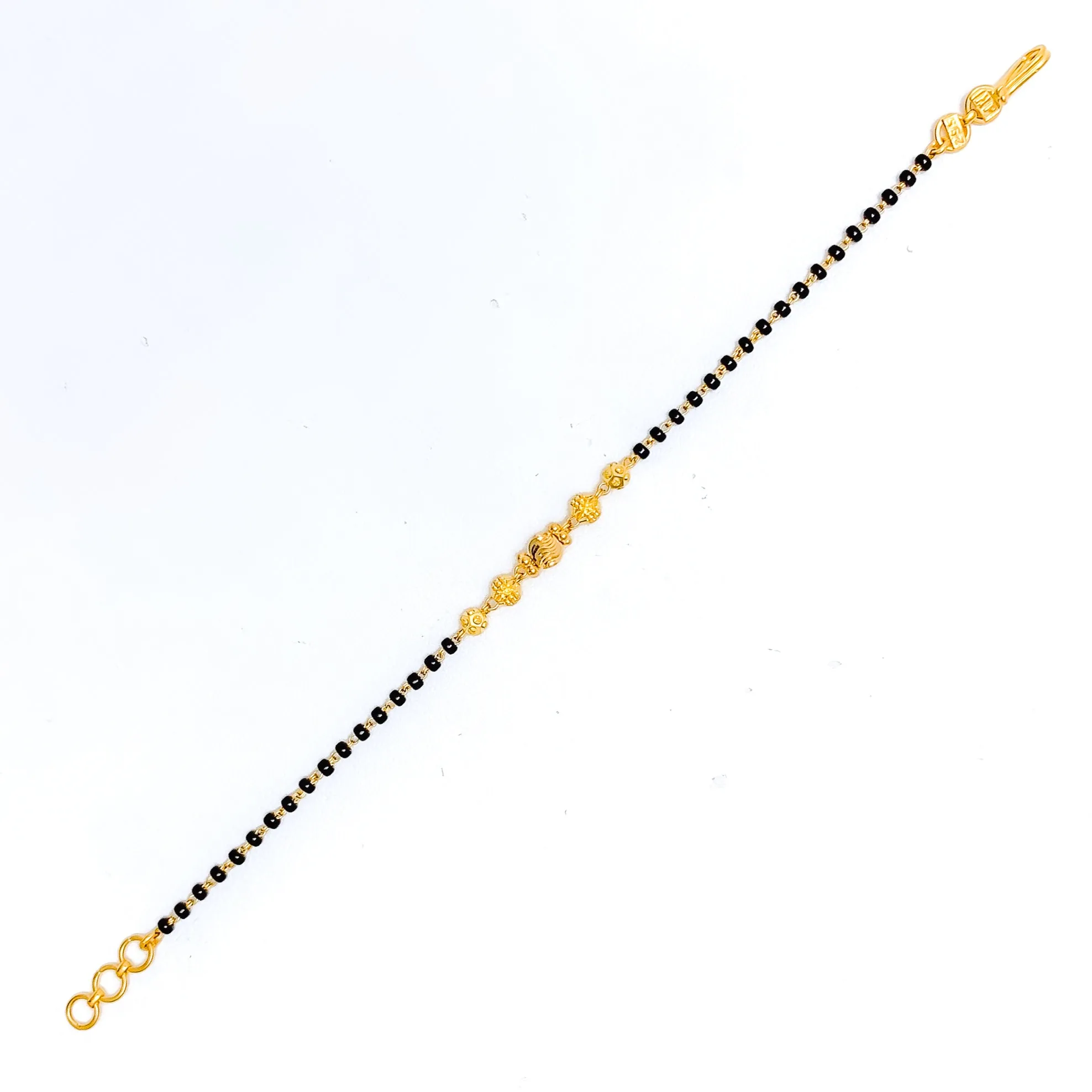 Shimmering Graceful 22k Gold Black Bead Bracelet