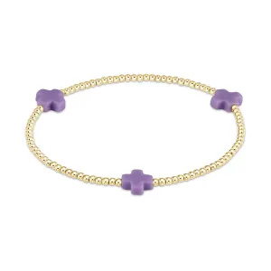Signature Cross Gold Pattern 2mm Bead Bracelet Purple