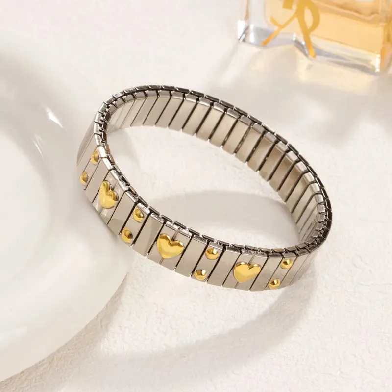 Silver and Gold 304 Stainless Steel Zircon Wristband