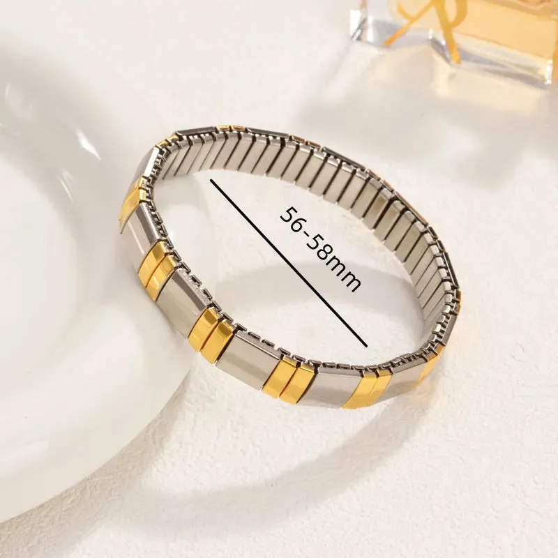 Silver and Gold 304 Stainless Steel Zircon Wristband