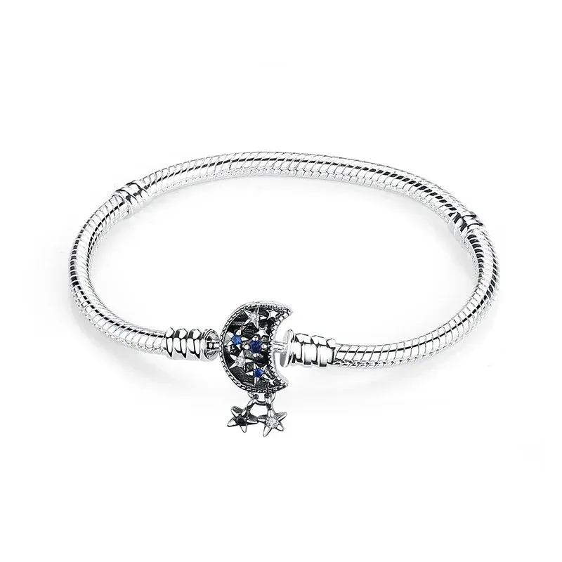 Silver Bracelets Bangles Crystal Ball Love Heart Clasp Beads Charms Moments Bracelet For Women DIY Jewelry