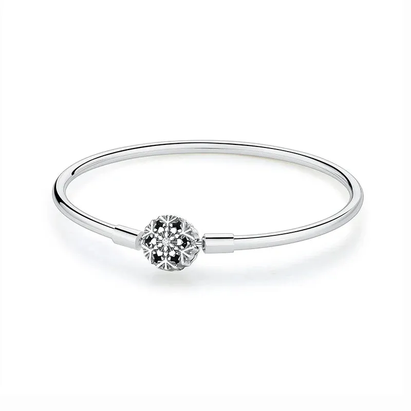 Silver Bracelets Bangles Crystal Ball Love Heart Clasp Beads Charms Moments Bracelet For Women DIY Jewelry