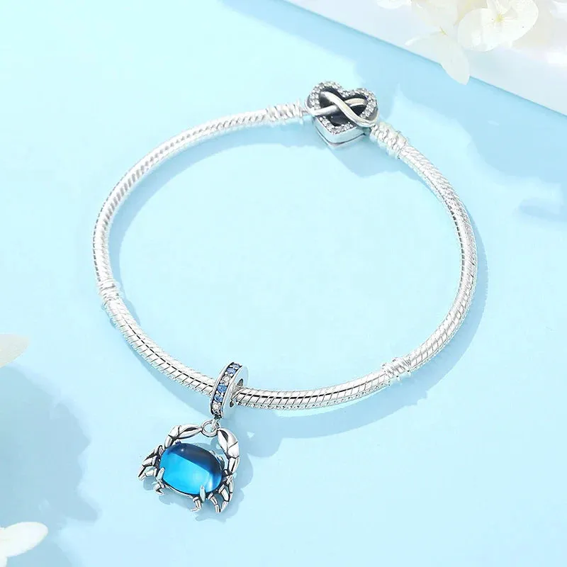 Silver Bracelets Bangles Crystal Ball Love Heart Clasp Beads Charms Moments Bracelet For Women DIY Jewelry