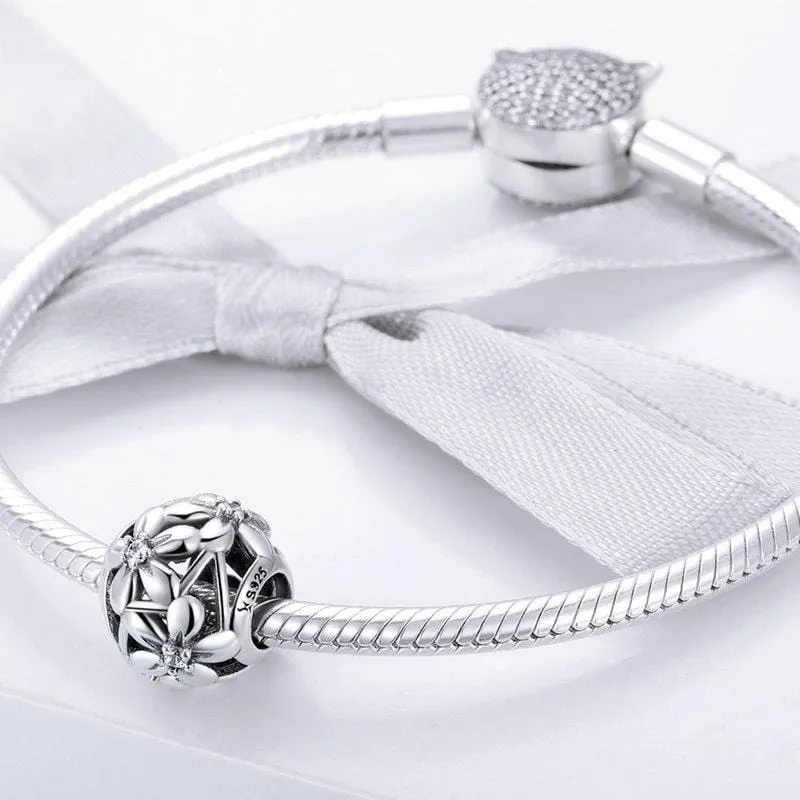 Silver Flower Bead Charm